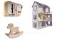 Liela Bērnu Spēļu MDF Koka Leļļu Māja ar Mēbelēm Piederumiem, 70cm | Play Dollhouse with Furniture
