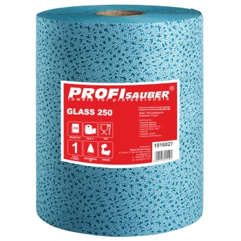 Bezputekļu neaustā tīrīšanas drāna ProfiSauber GLASS 250 stiklam un optikai, rullī