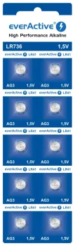Щелочные батарейки everActive LR736 LR41 AG3 1.5V, 10 шт.