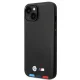 BMW iPhone 14 Plus vāciņš Leather Stamp Tricolor, melns