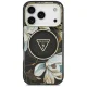 Чехол Guess IML Glitter Flowers Triangle MagSafe для iPhone 17 Pro / 18 Pro, черный