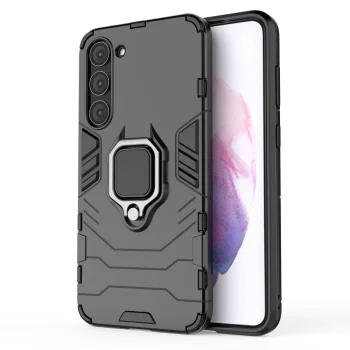 Vāciņš Samsung Galaxy S23+ Ring Armor ar gredzenu un statīvu, melns