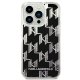 Karl Lagerfeld Liquid Glitter Monogram vāciņš iPhone 14 Pro, melns