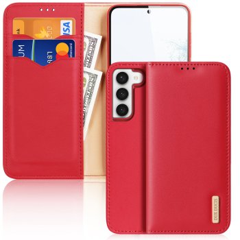Samsung Galaxy S23+ Plus (SM-S916) Dux Ducis Hivo Genuine Leather Book Case Cover, Red | Telefona Vāciņš Maciņš...