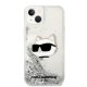 Karl Lagerfeld iPhone 14 Plus vāciņš Glitter Choupette Head Sudraba