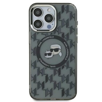 Karl Lagerfeld iPhone 16 Pro vāciņš IML Monogram Karl & Choupette MagSafe, melns