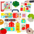 Montessori Busy Board Suitcase for Toddlers Sensory Toy Kitchen with Lights & Sound