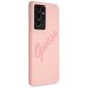 Чехол Guess для Galaxy S21 Ultra Silicone Vintage Script, розовый