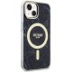 Guess iPhone 14 vāciņš Marble MagSafe, melns