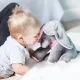 Interactive Peek-a-Boo Elephant Plush Toy with Moving Ears, Pink and Grey, 30 cm