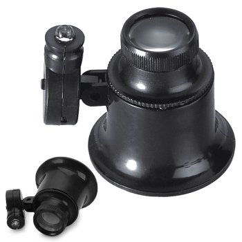 Ювелирная часовая лупа 20x с регулируемой LED подсветкой