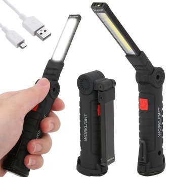 5-in-1 Foldable LED Workshop Light and Flashlight with Magnet and Hook, USB