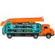 Car Carrier Truck Toy with Fold-Out Race Track and 6 Cars, Orange