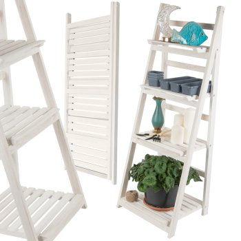 Augsts 4 līmeņu koka puķu pods ar grāmatu plaukts | Standing wooden flower pot high pots level bookcase