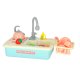 Kids sink with accessories, running water, kettle, induction hob, XXL, blue