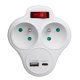 Maclean sadalītājs ar 2 rozetēm, slēdzi un USB A/C 2.4A, balts
