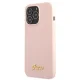 Guess iPhone 13 Pro Max vāciņš Silicone Script Gold Logo, gaiši rozā