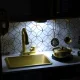Bērnu koka virtuve ar ledusskapi un krīta tāfeli LULILO, Zelta | Kids Wooden Kitchen with Refrigerator