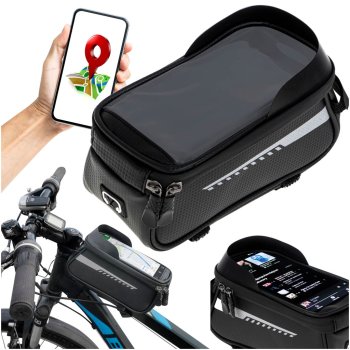 Ūdensizturīga velosipēda rāmja soma ar telefona turētāju