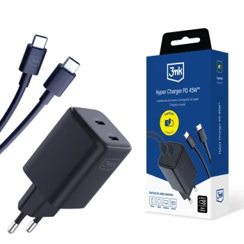 Аксессуары - 3mk Hyper Charger PD 45W+USB Cable C to Black