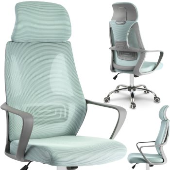 Sofotel Praga Ergonomic Mesh Office Chair with Headrest, Light Blue