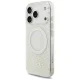 Guess IML Flowers Allover MagSafe vāciņš iPhone 18 Pro / 17 Pro ar pērļu siksniņu, balts