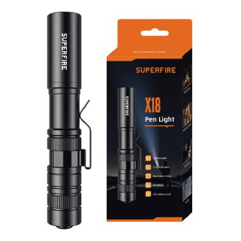 Superfire X18 kabatas lukturītis, 55 lm, 5 W, 5 režīmi