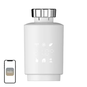 Viedais radiatora termostata vāciņš MOES TV02 ZigBee LCD