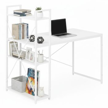 Computer desk with shelves 120x60 cm ModernHome for home office, white
