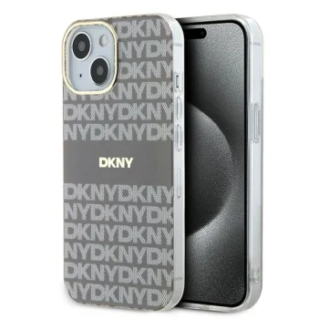Чехол DKNY для iPhone 15 / 14 / 13 IML Mono & Stripe MagSafe, бежевый