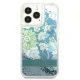 Guess Flower Liquid Glitter vāciņš iPhone 13 Pro / 13 zaļš
