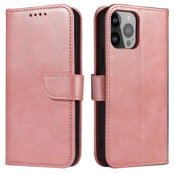 Чехол-книжка Magnet Case для iPhone 15 Pro Max с функцией подставки, розовый