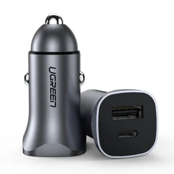 Автомобильное зарядное устройство Ugreen CD130 USB-A / USB-C 30W - серое