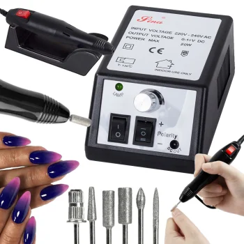 Professional Electric Nail Drill for Manicure Pedicure with Bits Kit, 20000 RPM, black
