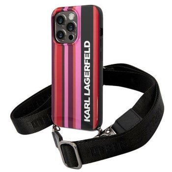 Apple iPhone 14 Pro Max 6.7" Karl Lagerfeld Color Stripes Strap Case Cover (KLHCP14XSTSTP), Pink