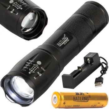 Taktiskā UV lukturis Bailong BL-UV-395 ar zoom, XM-L2 LED, 300m