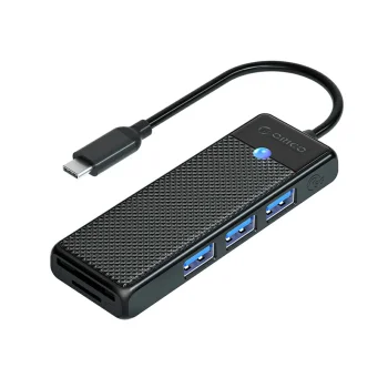 USB-C хаб Orico PAPW3AT-C3 3x USB-A 3.0 и картридер SD/MicroSD 1м Черный