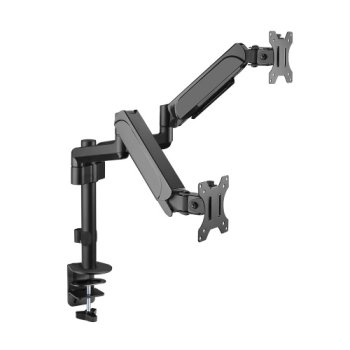 Divu Monitoru Kronšteins 17"-32" Ar Atsperi Melns
