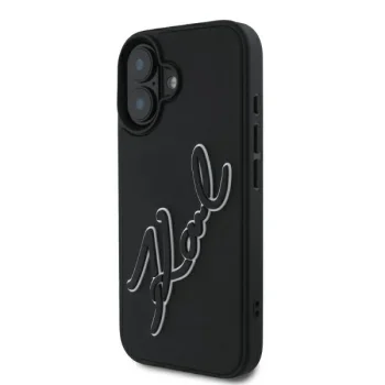 Чехол Karl Lagerfeld для iPhone 16 3D Rubber Signature, черный