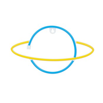 LED neona zīme Saturns Forever Light FLNE11 sienas dekors, dzelteni zils
