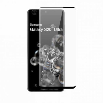 Samsung Galaxy S20 Ultra (SM-G988F) Aizsargstikls 5D, melns pilna pārklājuma | Tempered Glass Screen Protector [Full Glue]