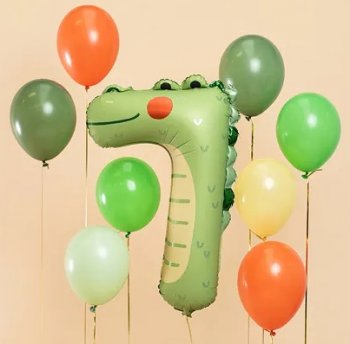 Foil balloon 56x85 cm "Number 7", crocodile
