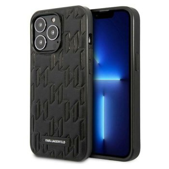 Karl Lagerfeld Monogram Plaque vāciņš iPhone 13 / 13 Pro, melns
