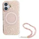 Guess IML Flowers Allover Electro ar pērļu siksniņu MagSafe iPhone 16 Plus korpuss - Rozā krāsā | With Pearl...