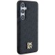 DKNY Samsung Galaxy S24 Case Leather Pattern Metal Logo MagSafe, Black