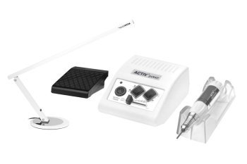 Manikīra un pedikīra aparāts, nagu frēze Activ Power JD500 35 W, balta, ar pēdas pedāli, ar 20 W galda lampu