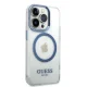 Guess Metal Outline MagSafe vāciņš iPhone 14 Pro - zils