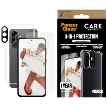 CARE by PanzerGlass Flagship 3in1 Case+Glass+Lens priekš Samsung Galaxy A56 5G - caurspīdīgs | for transparent