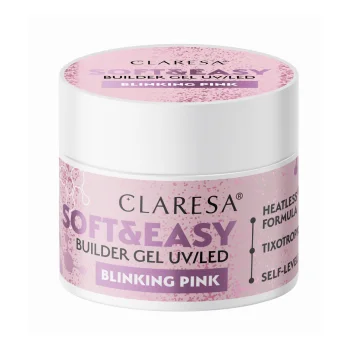 Строительный гель для ногтей Claresa Soft&Easy Gel Blinking Pink, 12 г