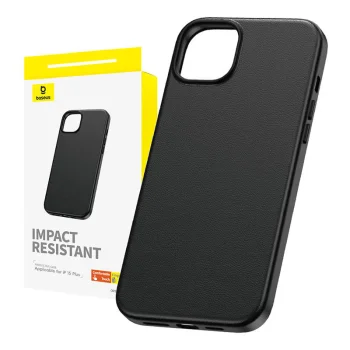 Baseus Fauxther Series vāciņš priekš iPhone 15 Plus, melns